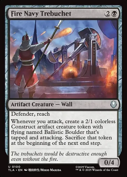 Fire Navy Trebuchet, Magic card TLA 100 — Avatar: The Last Airbender set