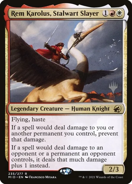 Rem Karolus, Stalwart Slayer, Magic card PMID 235p — Innistrad: Midnight Hunt Promos set