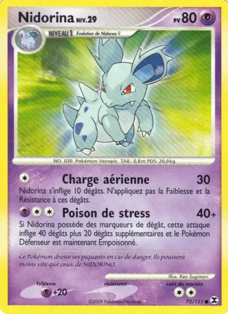 Nidorina Niv. 29, carte Pokémon RR 73 — extension Rivaux Émergeants