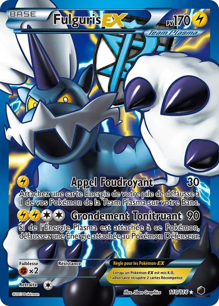 Fulguris-EX, carte Pokémon PLF 110 — extension Glaciation Plasma