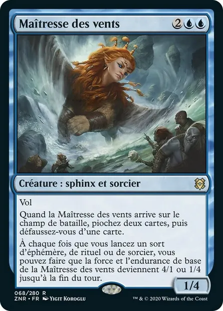 Maîtresse des vents, carte Magic ZNR 68 — extension Renaissance de Zendikar