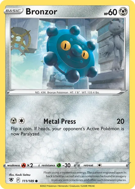 Bronzor, Pokémon card ASR 111 — Astral Radiance set