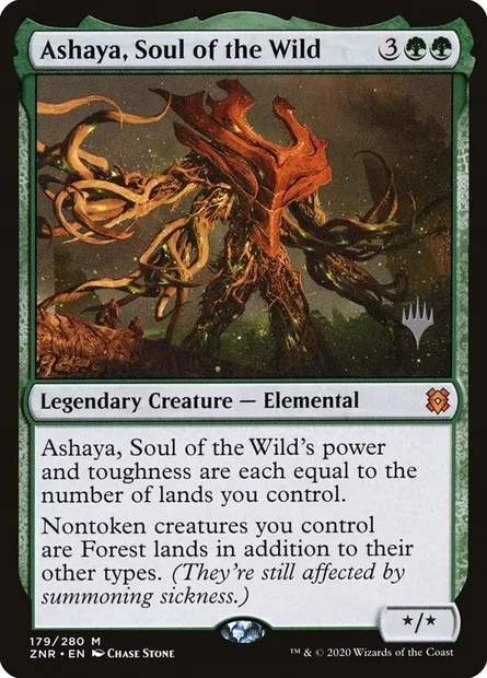 Ashaya, Soul of the Wild, Magic card PZNR 179p — Zendikar Rising Promos set