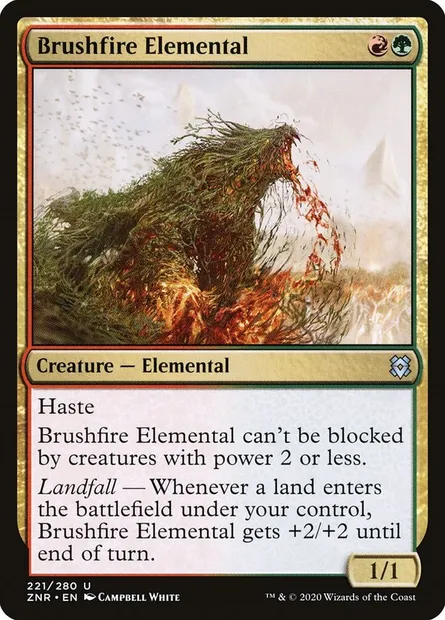 Brushfire Elemental, Magic card ZNR 221 — Zendikar Rising set