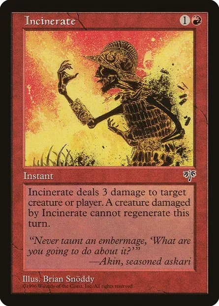 Incinération, carte Magic MIR 184 — extension Mirage