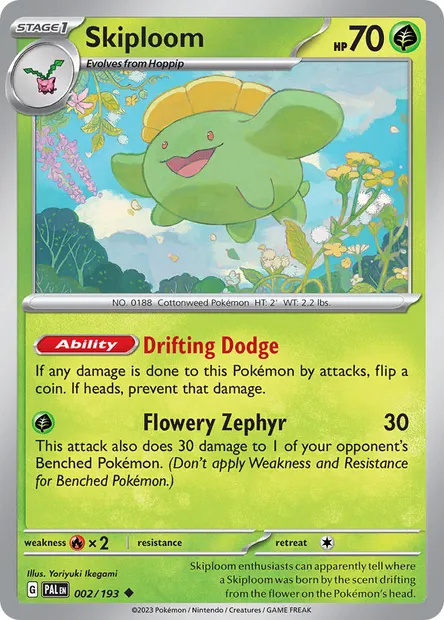 Skiploom, Pokémon card PAL 002 — Paldea Evolved set