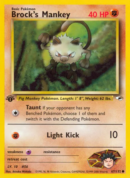 Brock's Mankey, carte Pokémon GH 67 — extension Gym Heroes
