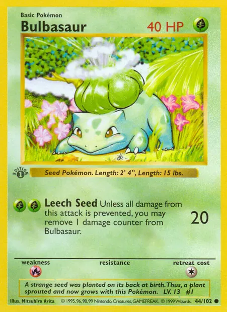 Bulbasaur, Pokémon card BS 44 — Base Set set