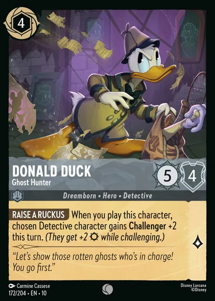 Donald Duck - Ghost Hunter, Disney Lorcana card CH10-172 — Whispers in the Well set