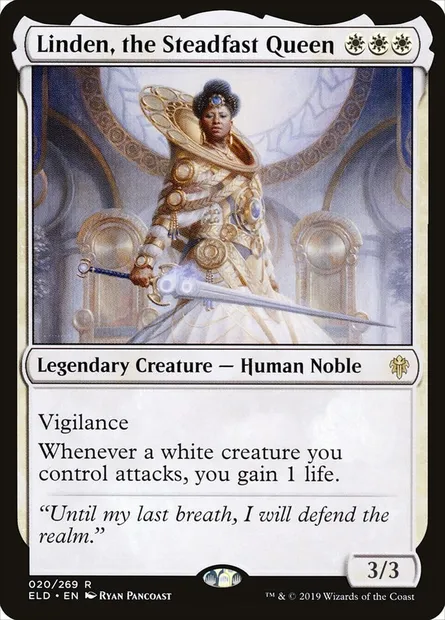 Linden, the Steadfast Queen, Magic card ELD 20 — Throne of Eldraine set