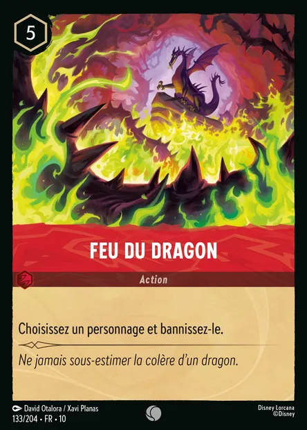 Feu du Dragon, carte Disney Lorcana CH10-133 — extension Lueurs dans les Profondeurs