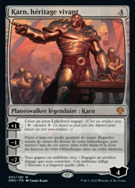 Karn, Living Legacy, carte Magic DMU 1 — extension Dominaria Uni