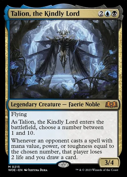 Talion, the Kindly Lord, Magic card WOE 215 — Wilds of Eldraine set