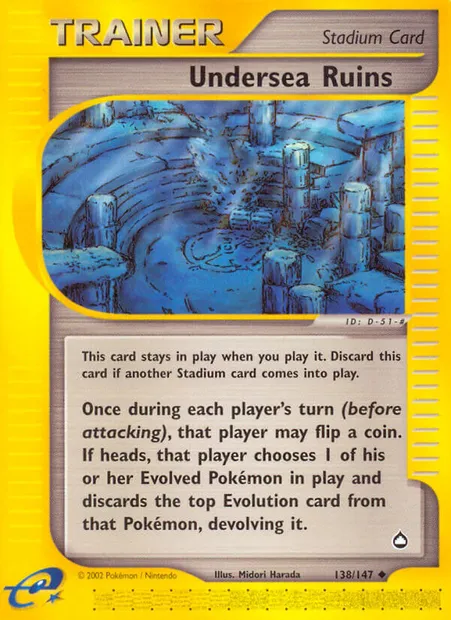 Undersea Ruins, Pokémon card AQ 138 — Aquapolis set