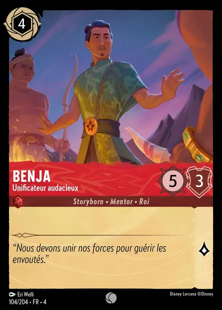 Benja - Unificateur audacieux, carte Disney Lorcana CH4-104 — extension Le Retour d'Ursula