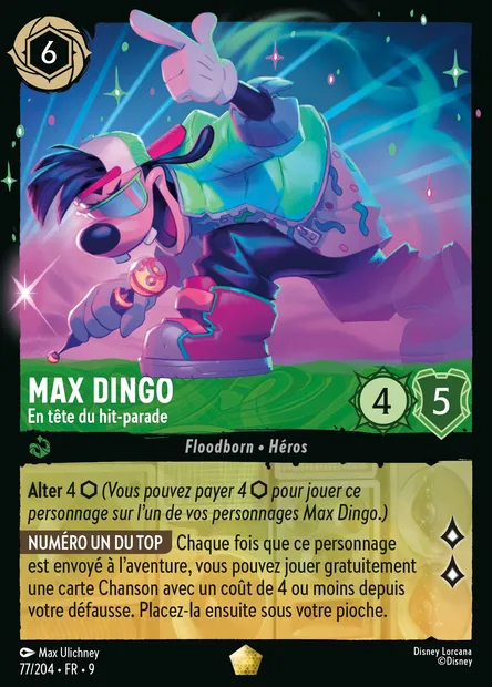 Max Dingo - En tête du hit-parade, carte Disney Lorcana CH9-077 — extension Fabuleux