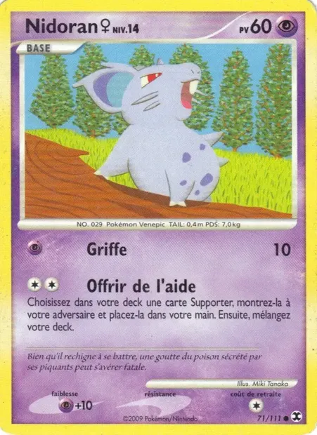 Nidoran♀ Niv. 14, carte Pokémon RR 71 — extension Rivaux Émergeants