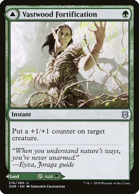 Vastwood Fortification // Vastwood Thicket, Magic card ZNR 216 — Zendikar Rising set