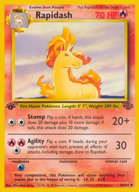 Rapidash, Pokémon card JU 44 — Jungle set