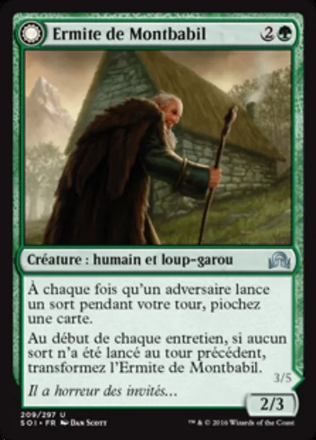 Ermite de Montbabil // Loup solitaire de Montbabil, carte Magic SOI 209 — extension Ténèbres sur Innistrad