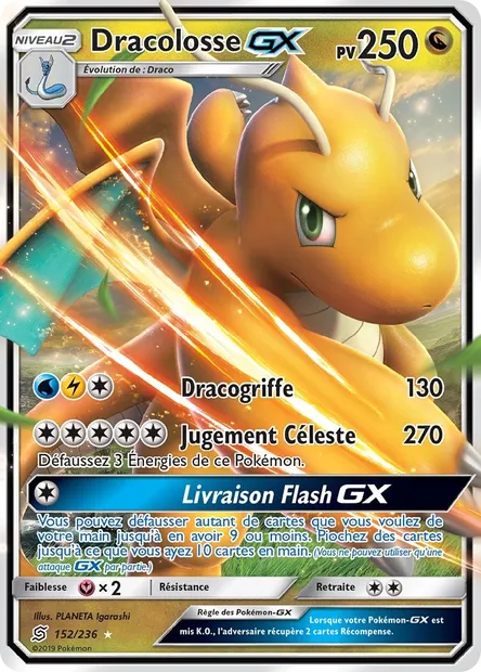 Dracolosse GX, carte Pokémon UNM 152 — extension Harmonie des Esprits