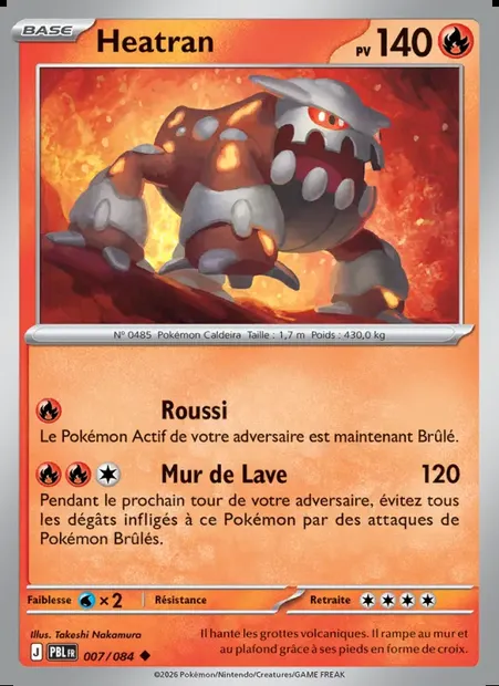 Heatran, carte Pokémon PBL 007 — extension Nuit Noire