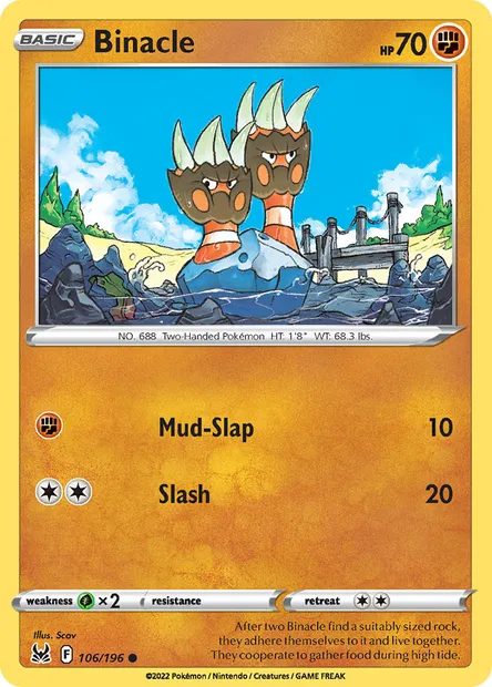 Binacle, Pokémon card LOR 106 — Lost Origin set