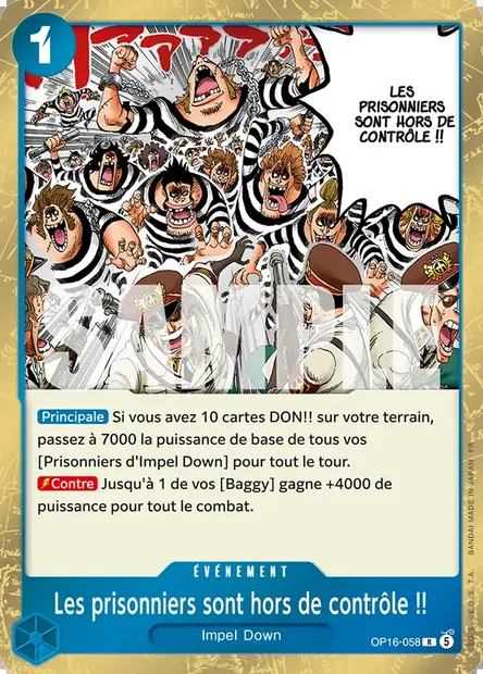 Les prisonniers sont hors de contrôle !!, carte One Piece OP16-058 — extension L'HEURE DE LA BATAILLE DÉCISIVE