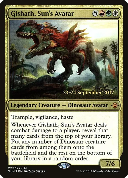 Gishath, Sun's Avatar, Magic card PXLN 222s — Ixalan Promos set