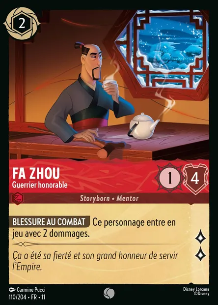 Fa Zhou - Guerrier honorable, carte Disney Lorcana CH11-110 — extension Givresort