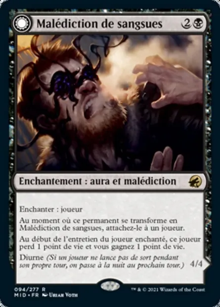 Malédiction de sangsues // Guetteur sangsue, carte Magic MID 94 — extension Innistrad : chasse de minuit