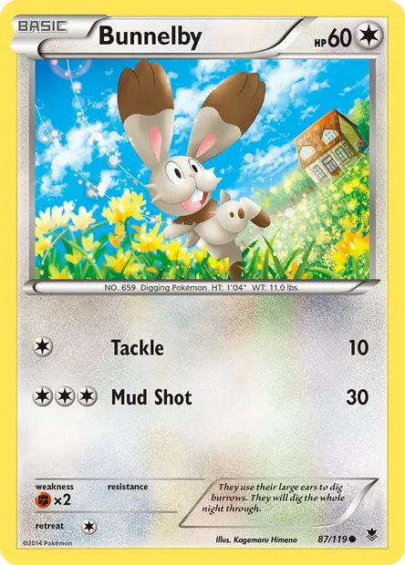 Bunnelby, Pokémon card PHF 87 — Phantom Forces set