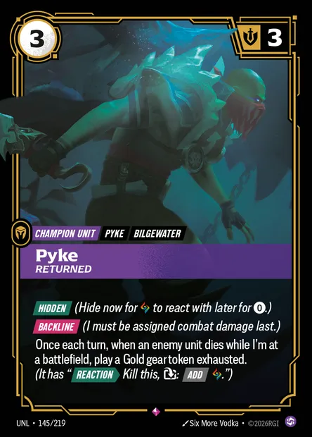 Pyke, Riftbound card UNL 145 — Unleashed set