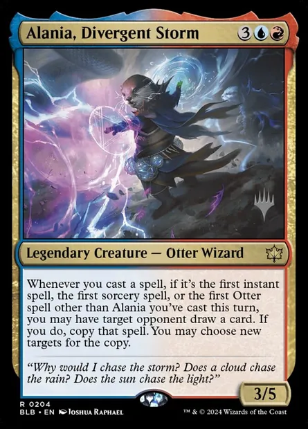 Alania, Divergent Storm, Magic card PBLB 204p — Bloomburrow Promos set