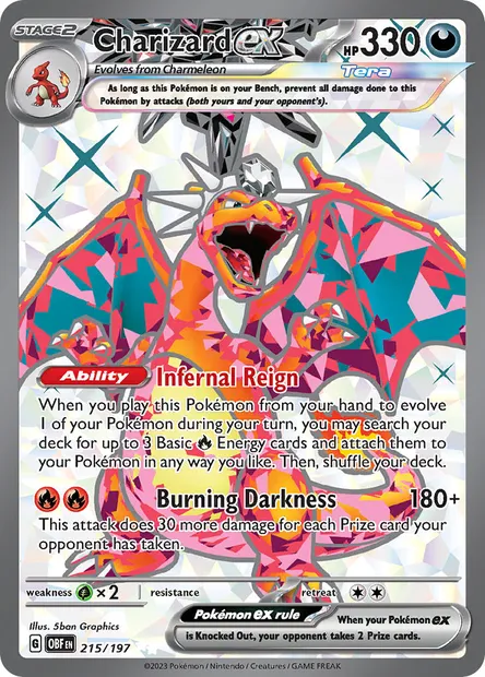 Charizard ex, Pokémon card OBF 215 — Obsidian Flames set