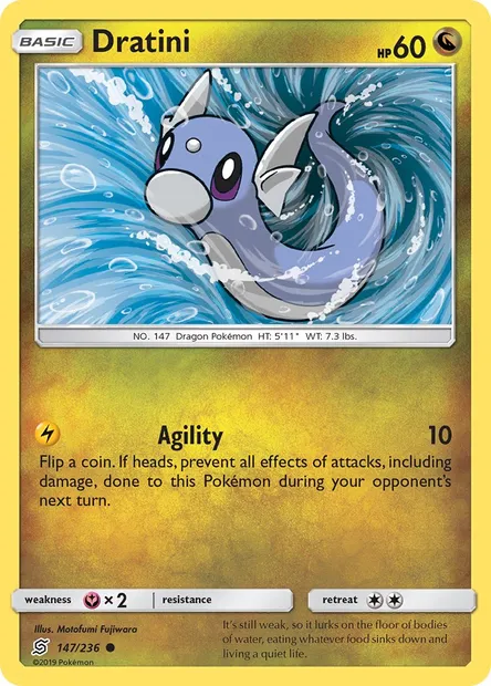Dratini, Pokémon card UNM 147 — Unified Minds set