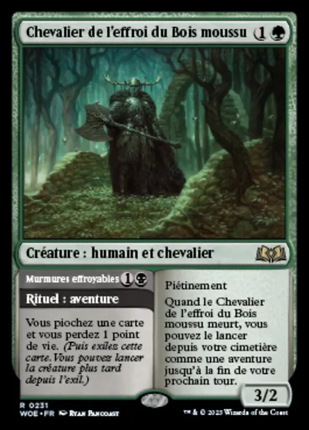 Chevalier de l'effroi du Bois moussu // Murmures effroyables, carte Magic WOE 231 — extension Wilds of Eldraine