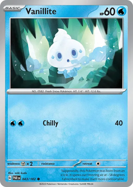 Vanillite, Pokémon card PAR 043 — Paradox Rift set