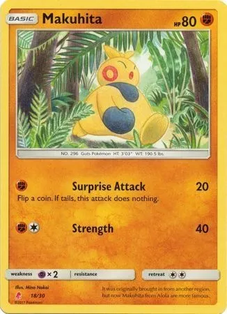 Makuhita, Pokémon card TK10L 018 — Sun & Moon Trainer Kit: Lycanroc & Alolan Raichu (Lycanroc) set