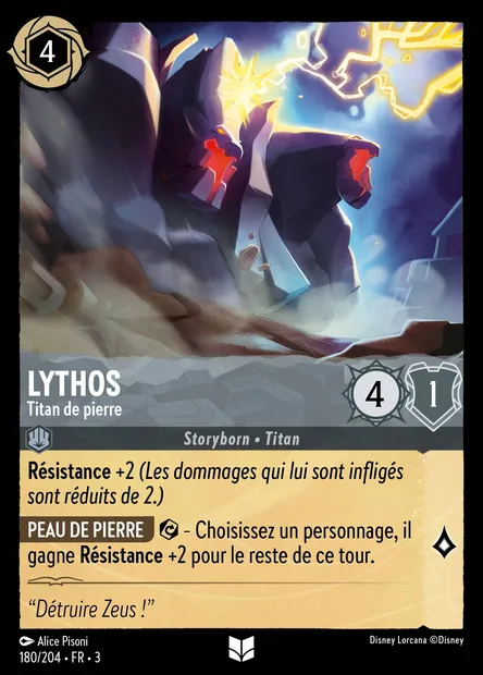 Lythos - Titan de pierre, carte Disney Lorcana CH3-180 — extension Les Terres d'Encres