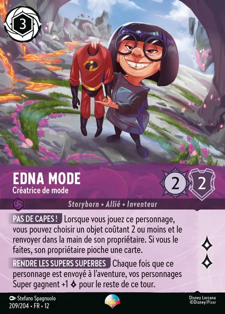 Edna Mode - Créatrice de mode, carte Disney Lorcana CH12-209 — extension Contrées Inconnues