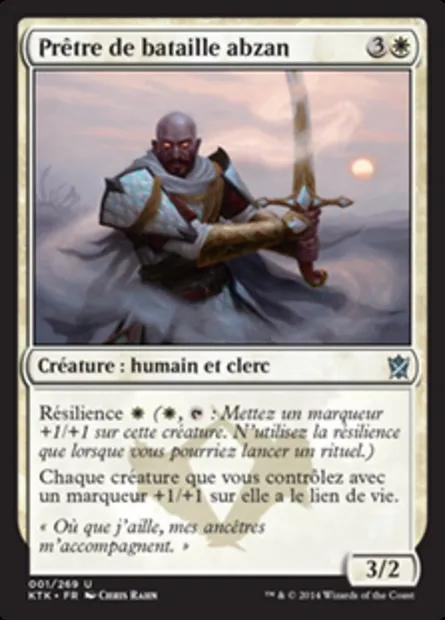 Prêtre de bataille abzan, carte Magic KTK 1 — extension Les Khans de Tarkir