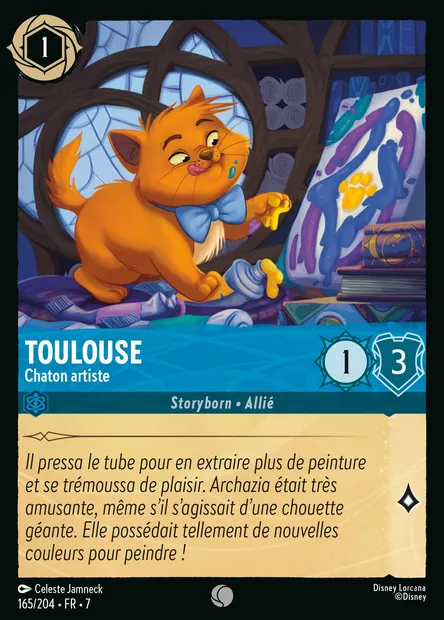 Toulouse - Chaton artiste, carte Disney Lorcana CH7-165 — extension L'île d'Archazia
