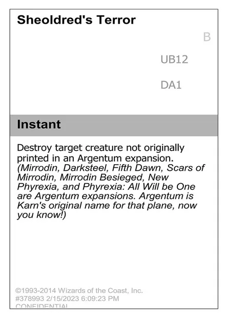 Sheoldred's Terror, carte Magic UNK UB12 — extension Unknown Event