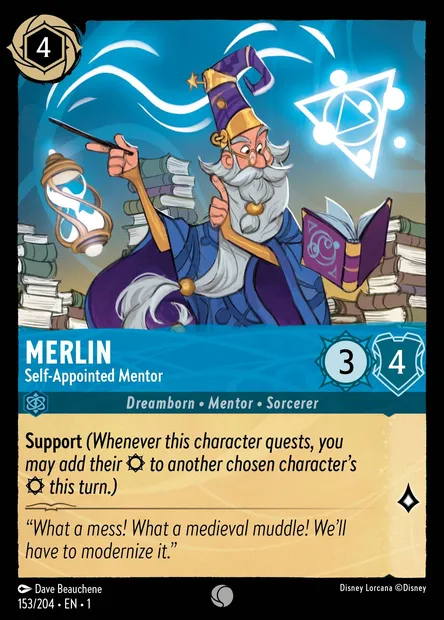 Merlin - Self-Appointed Mentor, Disney Lorcana card CH1-153 — The First Chapter set
