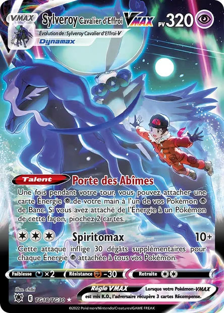 Sylveroy Cavalier d'Effroi VMAX, carte Pokémon ASR TG18 — extension Astres Radieux