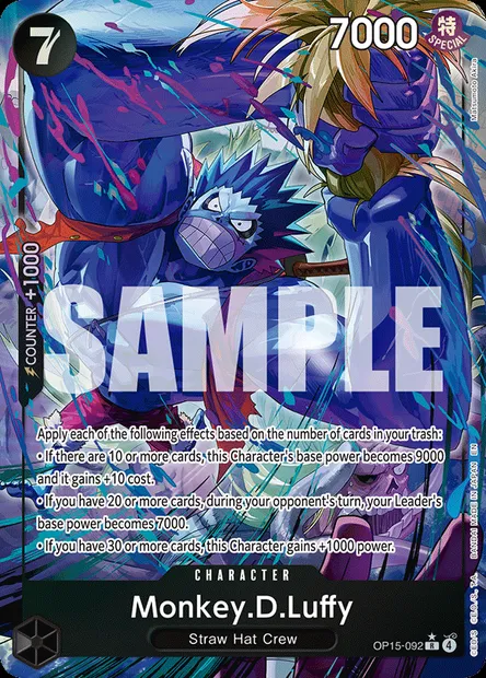 Monkey.D.Luffy, One Piece card OP15-092 — ADVENTURE ON KAMI’S ISLAND set