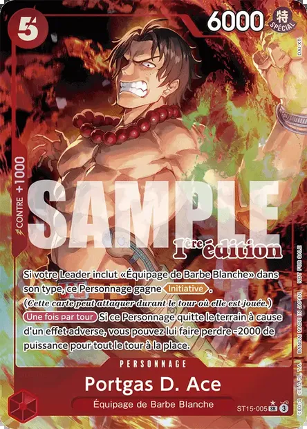 Portgas D. Ace, carte One Piece ST15-005 — extension ROUGE Edward Newgate