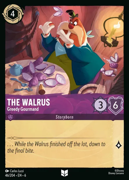 The Walrus - Greedy Gourmand, Disney Lorcana card CH6-046 — Azurite Sea set