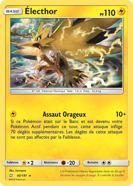 Électhor, carte Pokémon TEU 40 — extension Duo de Choc